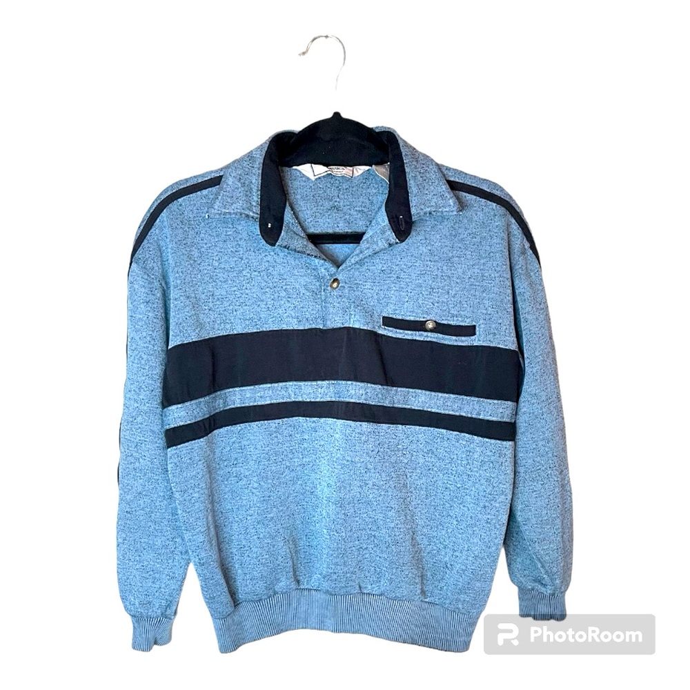 Classics by Palmland Blue Pullover with Navy‎ Blue Stripes Size Large